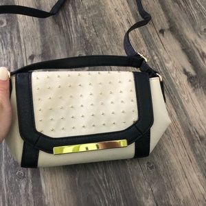 Cream gold and black crossbody bag